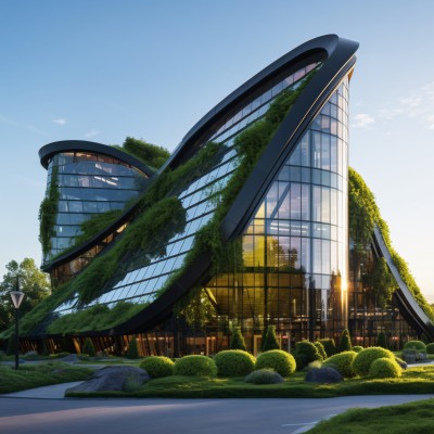 Alternative Investments mit AIF: Modernes Gebäude mit viel Glas und begrünter Fassade