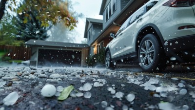 Frühlingszeit ist Vorsorgezeit - So schützen Sie Ihr Auto vor den Launen der Natur: Ein Auto im Hagelsturm