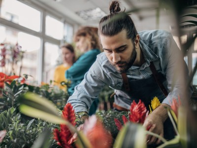 Blumenhandel & Floristik: Blumenhändler mit Blumen