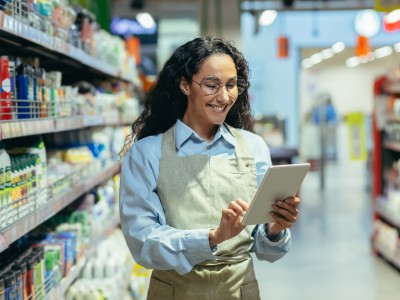 Mitarbeiterin im Supermarkt 